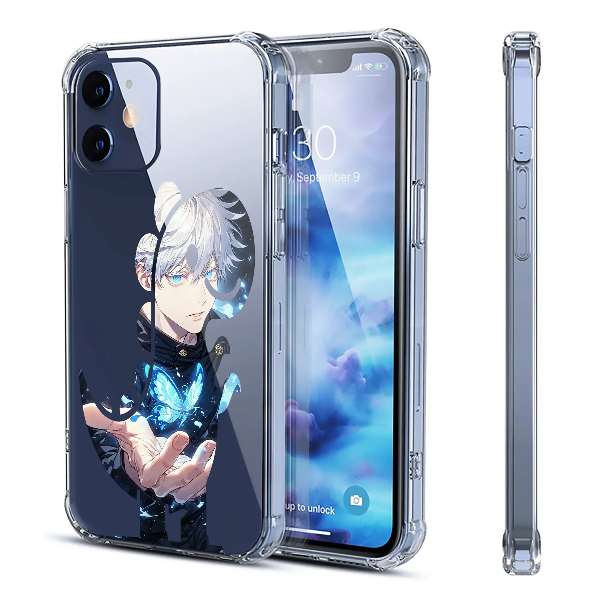 呪術廻戦 グッズ,五条 悟 - IPhone 12シリーズ対応 ・ 透明スマホケース ・ クリアソフトケース ・ TPU素材 ・ 耐衝撃 ・ 高密着 ・ 防汚 防指紋 ・ 簡単着脱